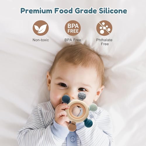 TOHIBEE Baby Teething Toys for 0-6 6-12 Months, BPA Free Teether Sensory Toys for Babies 0 3 6 9 12 18 Months, Newborn Infant Toys Gifts for 1 One Year Old Baby Boys Girls - Image 2