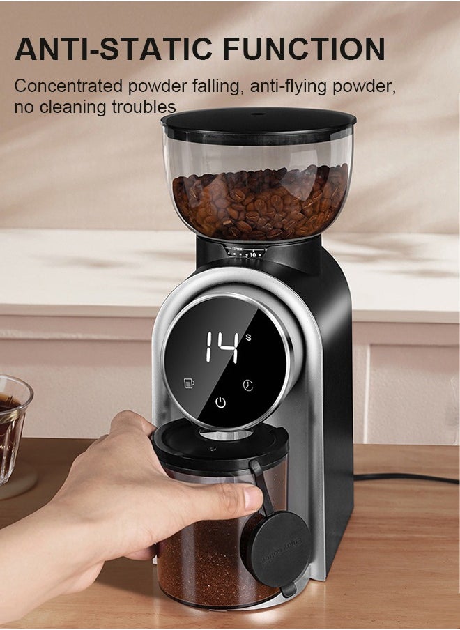 PAKCHOICE - 2-In-1 Conical Burr Coffee Grinder Electric Bean Grinder With Air Blower And 51mm-53mm Portafilter Holder Black - Image 1
