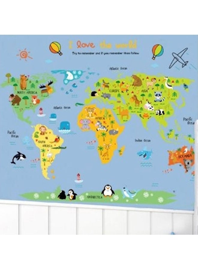 نيبمينينت ملصق جداري بتصميم خريطة العالم أزرق / أخضر برتقالي 90x60سم - Image 1