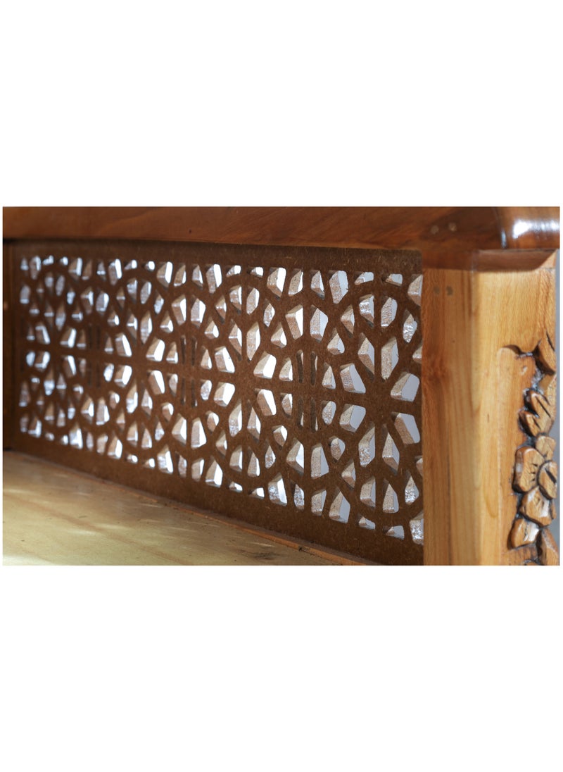 mahome 5 Seater Handcrafted Arabic Solid Wood Sofa – Traditional Carved Design with Cushions and mattress. sutable for living room sofa, garden furniture.(plane wood, 100 * 200)  - Image 5