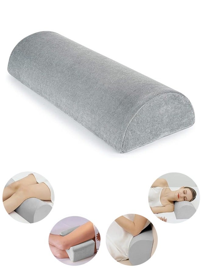 Half Moon Pillow,Multipurpose Pillow for Head, Neck, Knee, Leg, Back to Effectively Improve Body Posture,Premium Quality Memory Foam - Breathable Cover - Grey - Image 1
