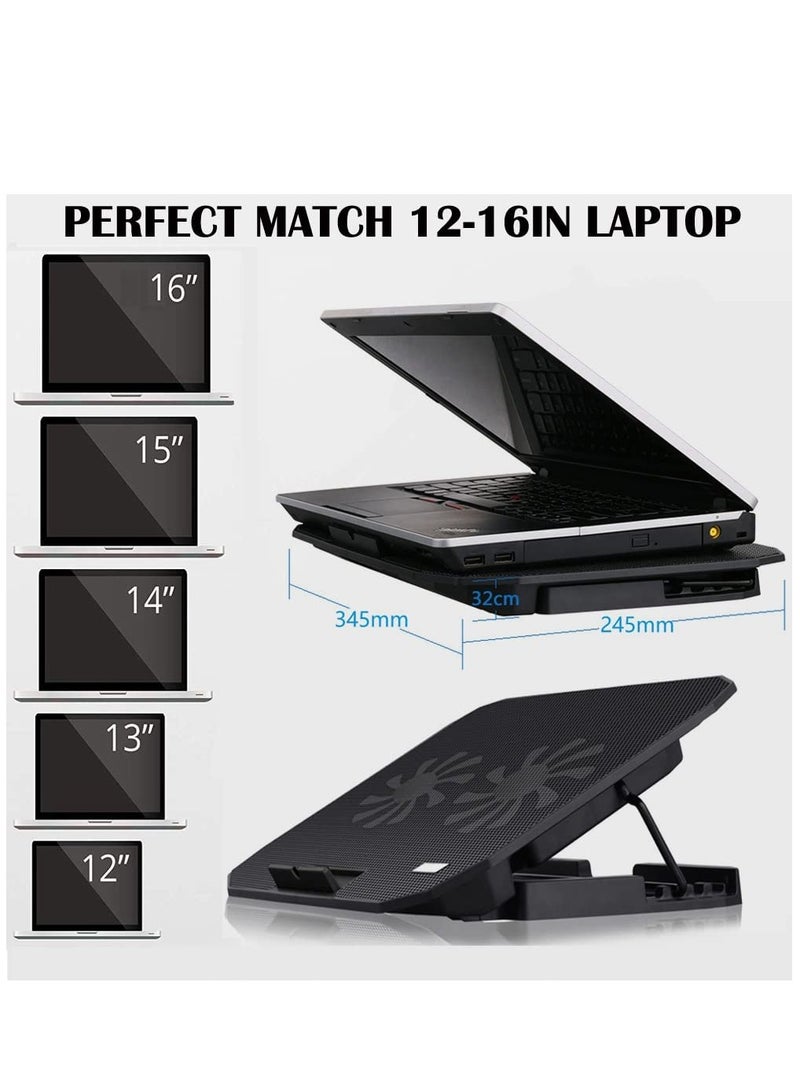 SYOSI Laptop Cooling Fans for 15.6 14 13 Inch Laptop, 5.52 Inch Big 2Fans Cooler Built-in USB Cooling Pad Double Sides Cooling Fan Back Feet Stand Cooler Air Laptop Cooler Fit Apple Air/Pro/MacBook - Image 2