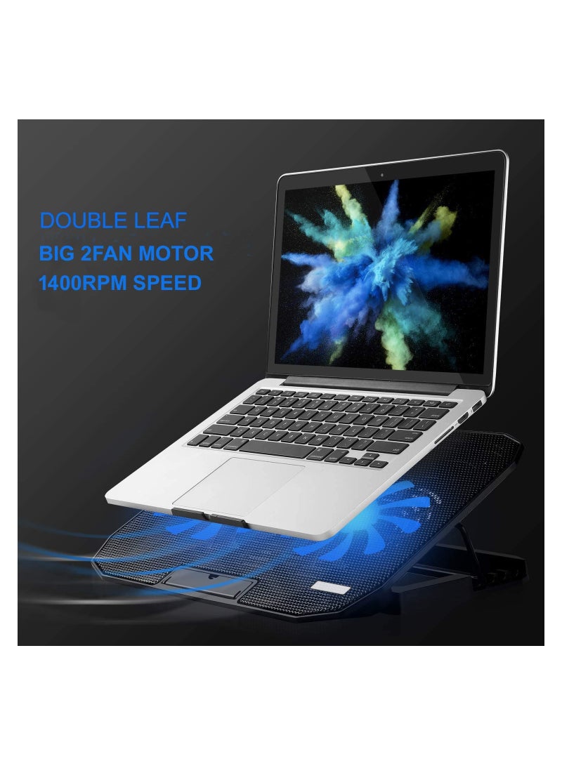 SYOSI Laptop Cooling Fans for 15.6 14 13 Inch Laptop, 5.52 Inch Big 2Fans Cooler Built-in USB Cooling Pad Double Sides Cooling Fan Back Feet Stand Cooler Air Laptop Cooler Fit Apple Air/Pro/MacBook - Image 4