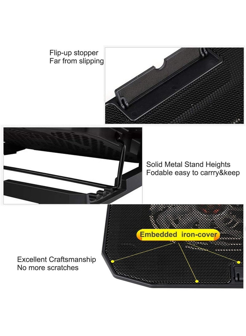 SYOSI Laptop Cooling Fans for 15.6 14 13 Inch Laptop, 5.52 Inch Big 2Fans Cooler Built-in USB Cooling Pad Double Sides Cooling Fan Back Feet Stand Cooler Air Laptop Cooler Fit Apple Air/Pro/MacBook - Image 5