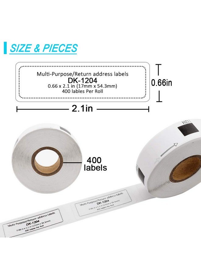Label KINGDOM Replace For Dk1204 Diecut Multipurpose White Paper Label 2/3 X 21/8(0.66 X 2.1) 400/Roll Return Address Label For Ql800 Ql810W Printer (10Roll + 2 Frame) - Image 5