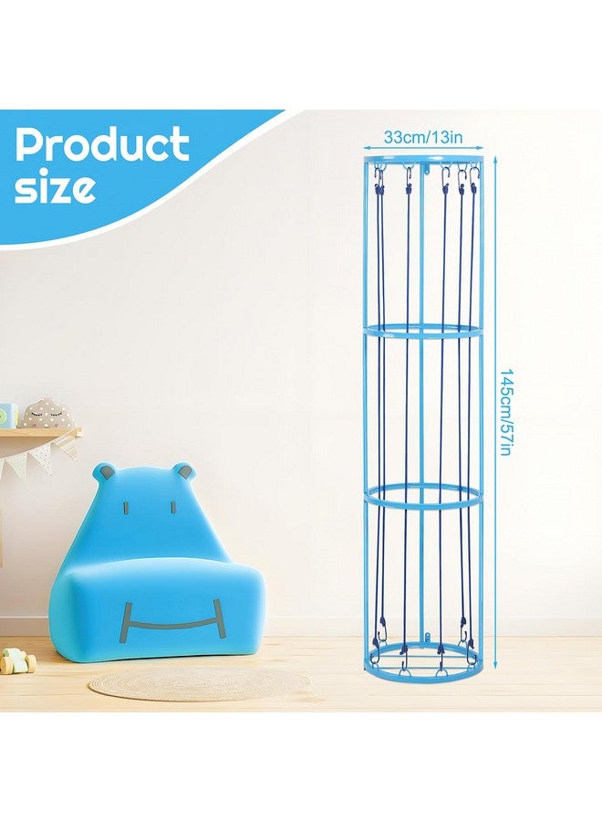Rainmae 3 Layer Blue Metal Stuffed Animal Storage Holder Standing,Easy Installation, Space Saving,13" x 57" Soft Toy Storage Organizer Shelves Basket, Suitable for Bedroom Nursery Play Room Decor  - Image 2