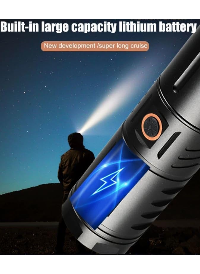 Zorzel Zorzel 2000 High Lumen TypeC USB Rechargeable Tactical Lantern Super Bright LED Flashlight Waterproof Handheld Flashlight with 5 Modes for Camping Emergency Hiking  - Image 3