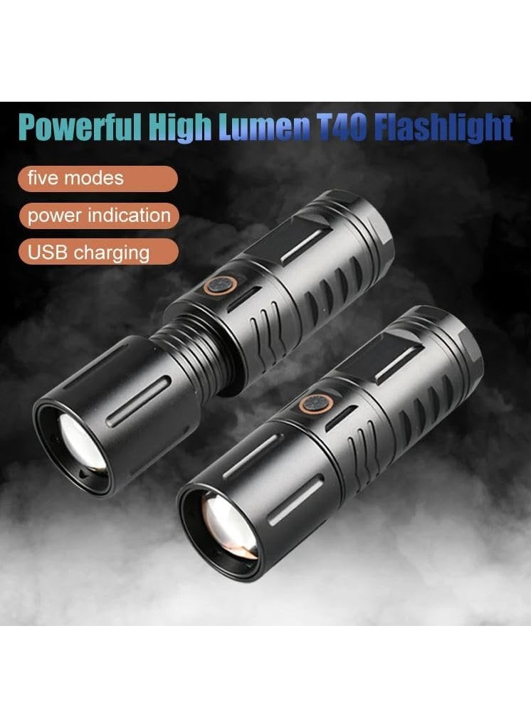 Zorzel Zorzel 2000 High Lumen TypeC USB Rechargeable Tactical Lantern Super Bright LED Flashlight Waterproof Handheld Flashlight with 5 Modes for Camping Emergency Hiking  - Image 4