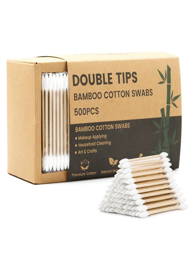 Bcowos Pointed Cotton Swabs 500 Count Double Precision Tips with Wooden Sticks, Pointy Cotton Buds for Makeup Nail Care and Crafts - Image 1