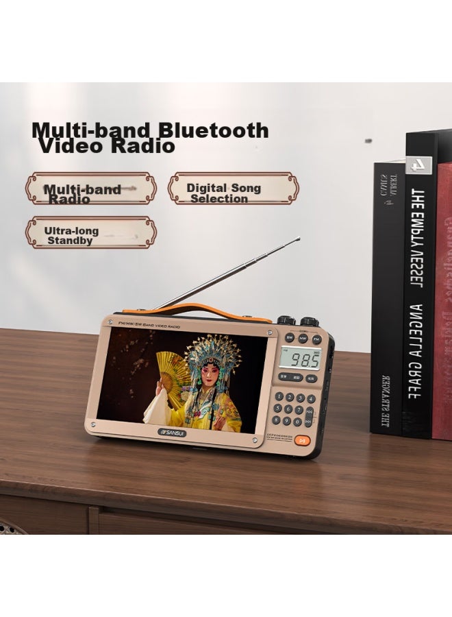 Sansui راديو M35 لكبار السن، قابل لإعادة الشحن، قابل لإدخال بطاقة، فيديو، مكبر صوت صغير، محمول، مشغل صوت شخصي، ضبط FM، راديو بث، مكبر صوت بلوتوث، مشغل موسيقى، أصفر - Image 1
