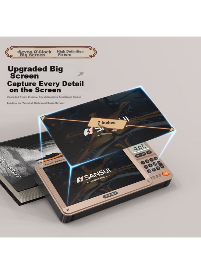 Sansui راديو M35 لكبار السن، قابل لإعادة الشحن، قابل لإدخال بطاقة، فيديو، مكبر صوت صغير، محمول، مشغل صوت شخصي، ضبط FM، راديو بث، مكبر صوت بلوتوث، مشغل موسيقى، أصفر - Image 2