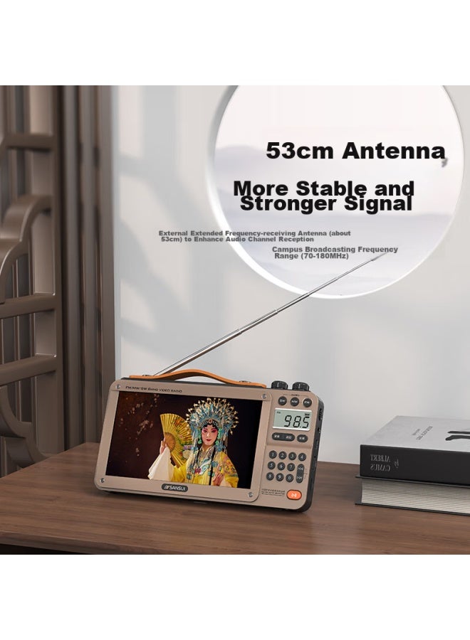 Sansui راديو M35 لكبار السن، قابل لإعادة الشحن، قابل لإدخال بطاقة، فيديو، مكبر صوت صغير، محمول، مشغل صوت شخصي، ضبط FM، راديو بث، مكبر صوت بلوتوث، مشغل موسيقى، أصفر - Image 3