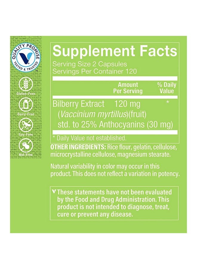 The Vitamin Shoppe Bilberry Extract 120MG, Antioxidant That Promotes Eye, Night Vision & Blood Circulation Health (240 Capsules) - Image 3