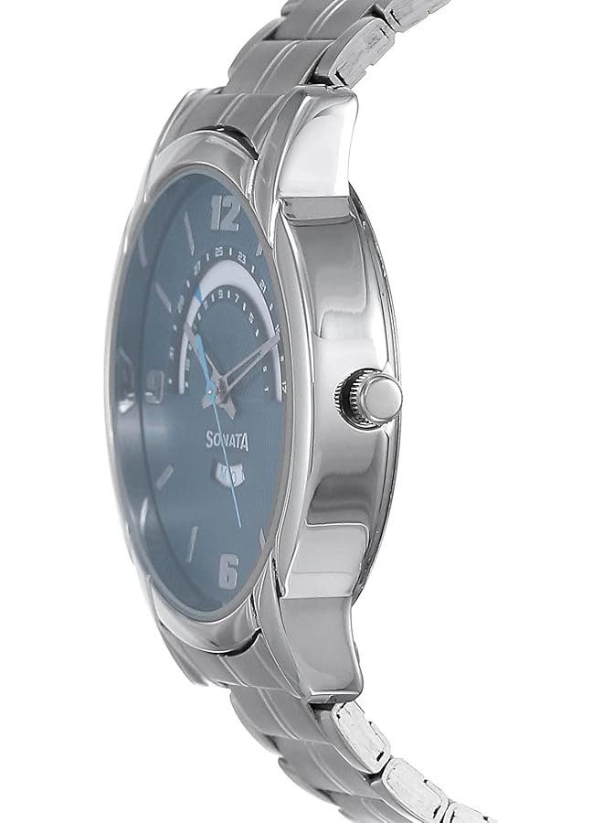 Sonata Rpm Water Resistant Blue Dial Analog Watch With Calendar For Men 77031Sm07 - Image 2