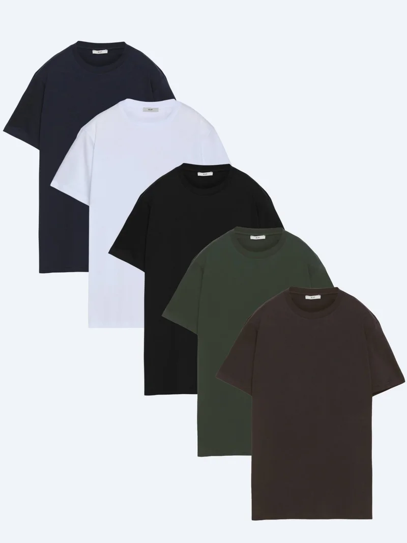 Kip Multicolor 6 5-Pack Plain 100% Cotton T-Shirt