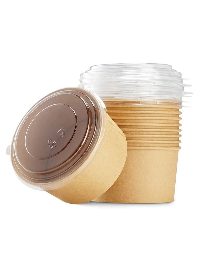 ProdelPak Round Paper Bowl Brown With PP Lid Pack of 20 - Image 2