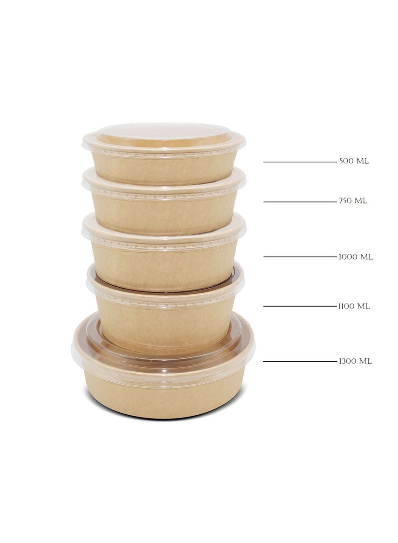 ProdelPak Round Paper Bowl Brown With PP Lid Pack of 20 - Image 3