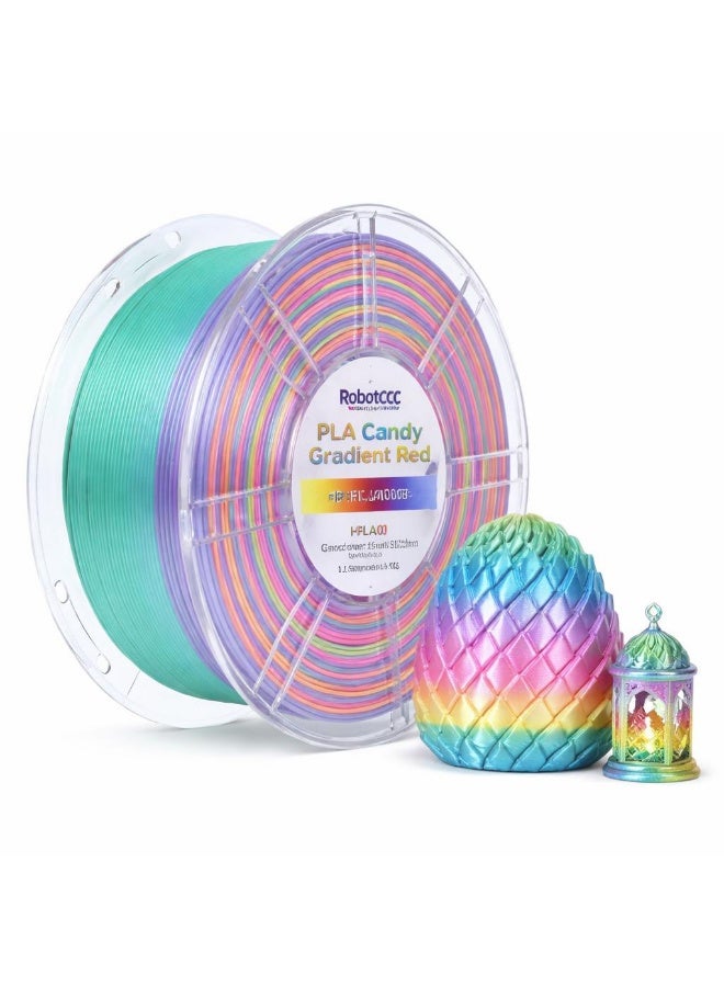 robotgcc PLA Candy Gradient Red 1.75mm 3D Printer Filament – Silk Glossy Multicolor Transition PLA for FDM Printing, Smooth Extrusion, High Precision Dimensional Accuracy, Low Warping, Strong Layer Adhesion, Eco Friendly Biodegradable Material for Cosplay, DIY Crafts, Decorative Models, Engineering Prototypes - Image 2
