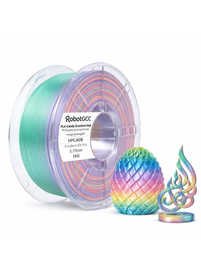 robotgcc PLA Candy Gradient Red 1.75mm 3D Printer Filament – Silk Glossy Multicolor Transition PLA for FDM Printing, Smooth Extrusion, High Precision Dimensional Accuracy, Low Warping, Strong Layer Adhesion, Eco Friendly Biodegradable Material for Cosplay, DIY Crafts, Decorative Models, Engineering Prototypes - Image 1