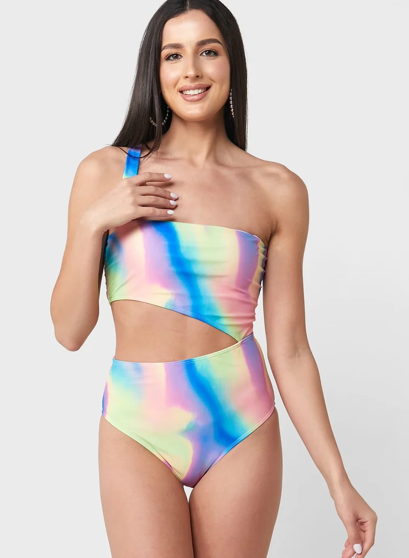 Ginger Printed Swimsuit With Cut-out Detail
