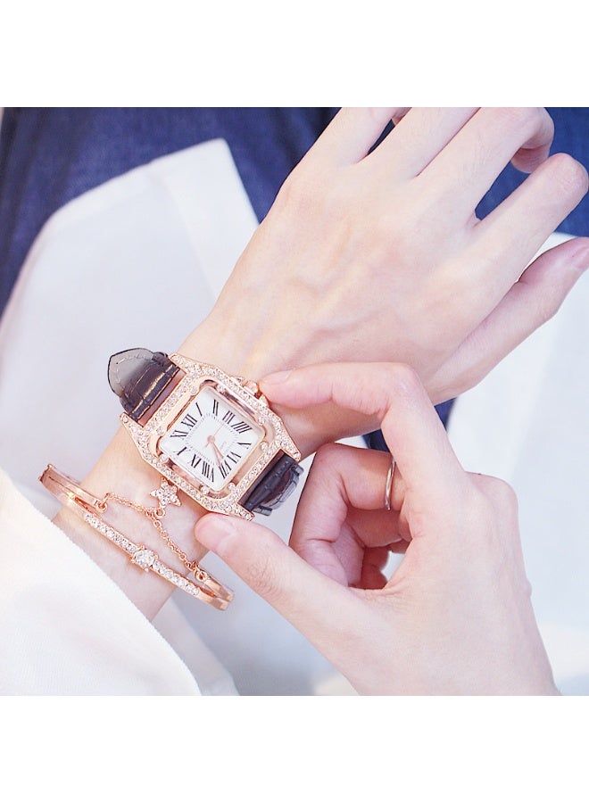 QUARTZ Womens Watch Gifts Set with Bracelet for Lady Female Girls Minimalist Slim Thin Casual Dress Analog Quartz Wrist Watches - Image 2