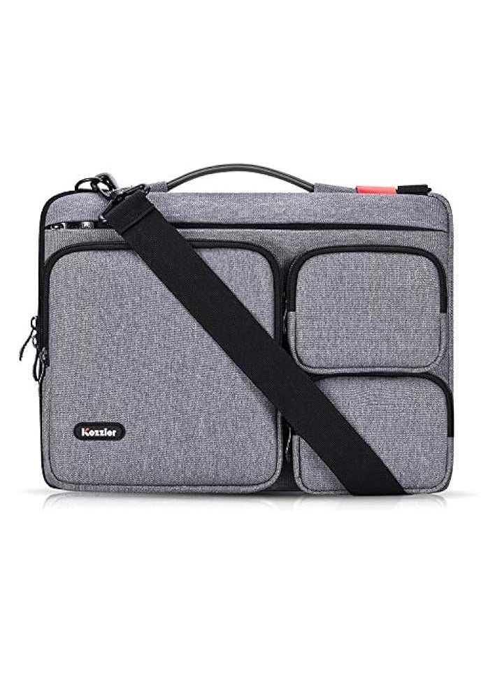 iCozzier 13-13.3 inch Thri-Sidepocket Laptop Sleeve with Handle and Shoulder Strap/Multifunctional Business Laptop Briefcase for 13 Inch Ultrabook/Notebook/MacBook- Dark Grey - Image 1