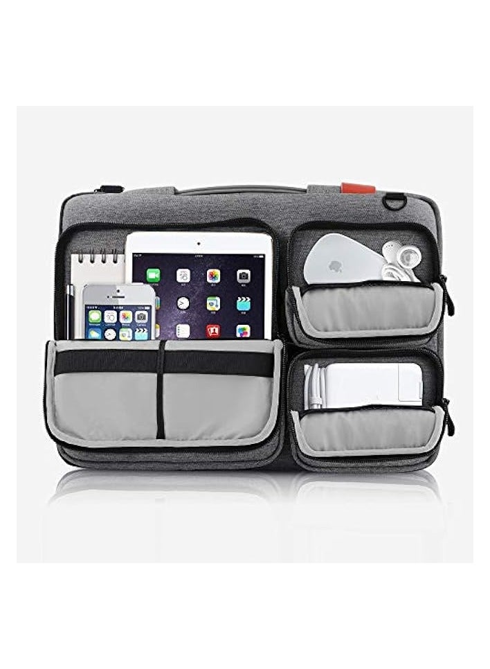 iCozzier 13-13.3 inch Thri-Sidepocket Laptop Sleeve with Handle and Shoulder Strap/Multifunctional Business Laptop Briefcase for 13 Inch Ultrabook/Notebook/MacBook- Dark Grey - Image 3