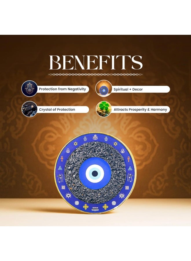 Studd Muffyn Nazar Suraksha Obsidian Evil Eye Wall Plate for Home Entrance | Black Obsidian Nazar Protection Wall Décor | Spiritual Vastu Home Decoration Item for Living Room, Office, Shop - Image 3