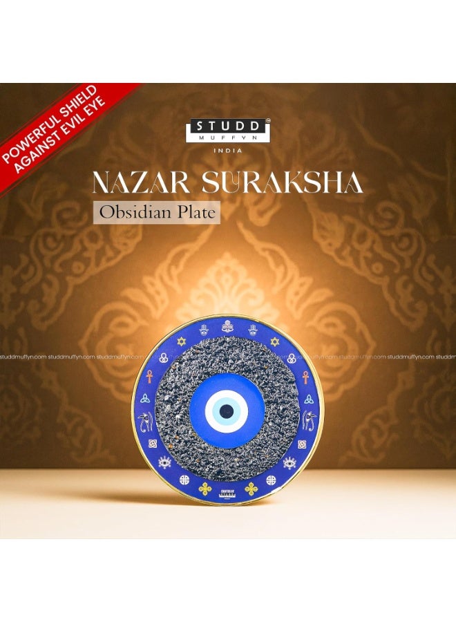 Studd Muffyn Nazar Suraksha Obsidian Evil Eye Wall Plate for Home Entrance | Black Obsidian Nazar Protection Wall Décor | Spiritual Vastu Home Decoration Item for Living Room, Office, Shop - Image 4