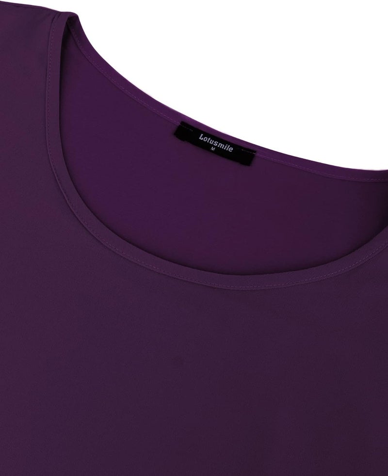 Lotusmile Women's Lightweight Flowy Double-Layered Chiffon Poncho Blouse Top - Dark Violet, XXL - Image 4