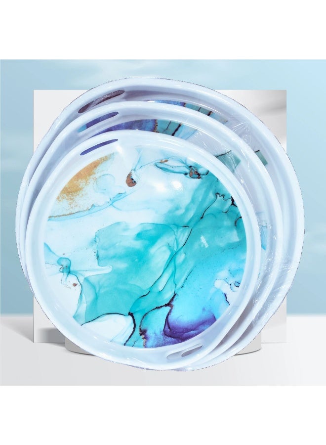 3 صواني ميلامين تقديم دائرية مختلفة الأشكال