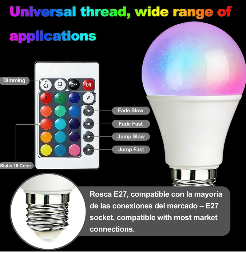 DYSWEI RGB LED Bulb with Remote Control, 16 Colors, Dimmable, for Home and Decoration - Image 2