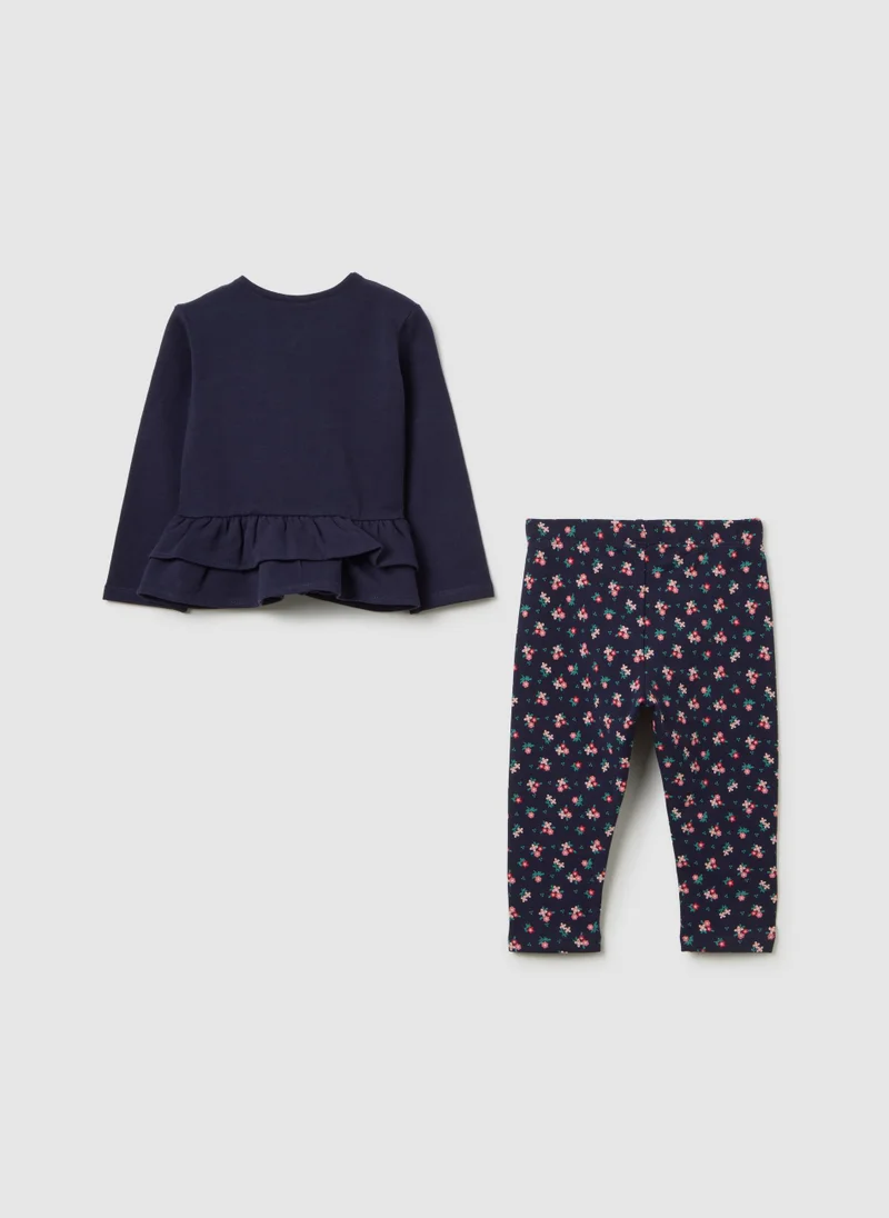 او في اس BLUE COTTON GIRL'S OUTFIT, REGULAR FIT