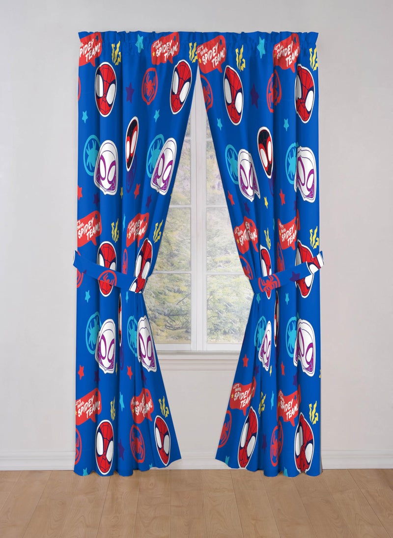 Jay Franco Window Curtains for Kids Bedroom 4-Piece Drape Set with 2 Tiebacks, Blue - Spidey & His Amazing Friends, 42" W x 84" L (Pack of 2) - Image 4