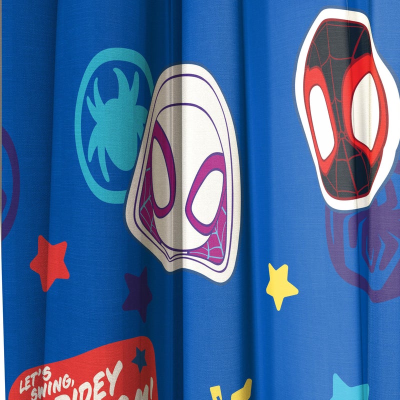 Jay Franco Window Curtains for Kids Bedroom 4-Piece Drape Set with 2 Tiebacks, Blue - Spidey & His Amazing Friends, 42" W x 84" L (Pack of 2) - Image 3