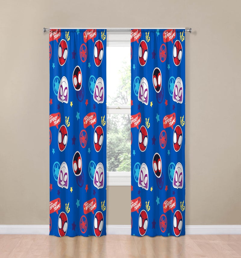 Jay Franco Window Curtains for Kids Bedroom 4-Piece Drape Set with 2 Tiebacks, Blue - Spidey & His Amazing Friends, 42" W x 84" L (Pack of 2) - Image 2