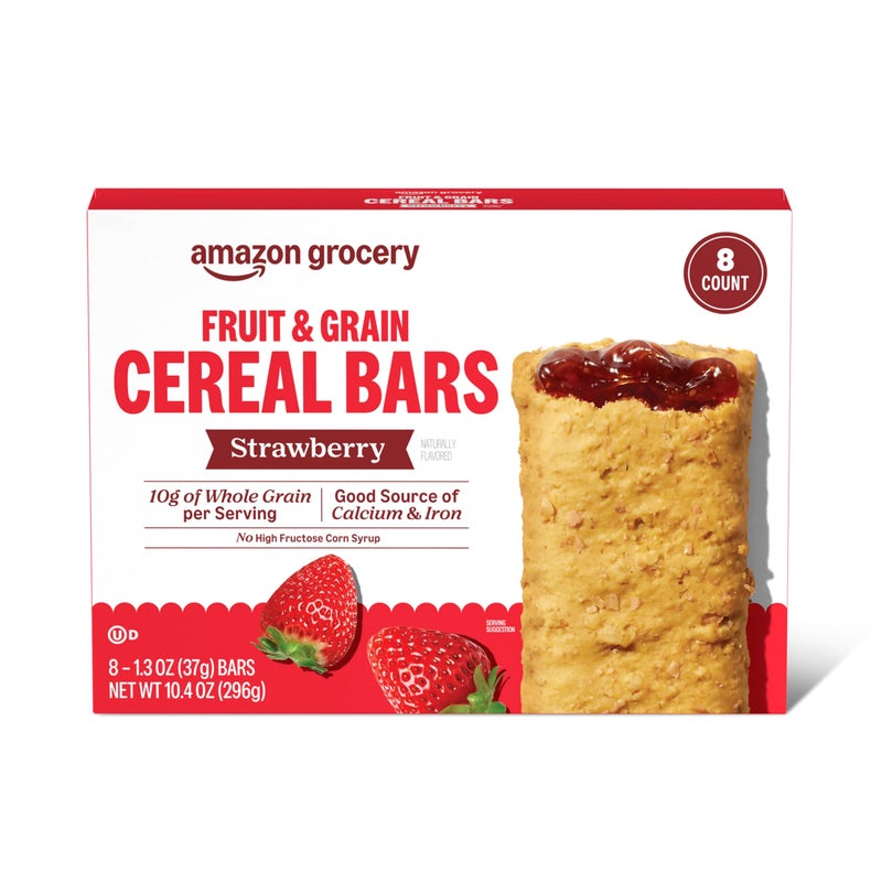 Amazon Grocery, Fruit & Grain Cereal Bars, Strawberry, 10.4 Oz, 8 Ct (Previously Happy Belly, Packaging May Vary) - Image 1