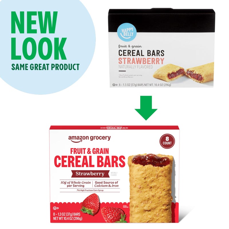 Amazon Grocery, Fruit & Grain Cereal Bars, Strawberry, 10.4 Oz, 8 Ct (Previously Happy Belly, Packaging May Vary) - Image 2