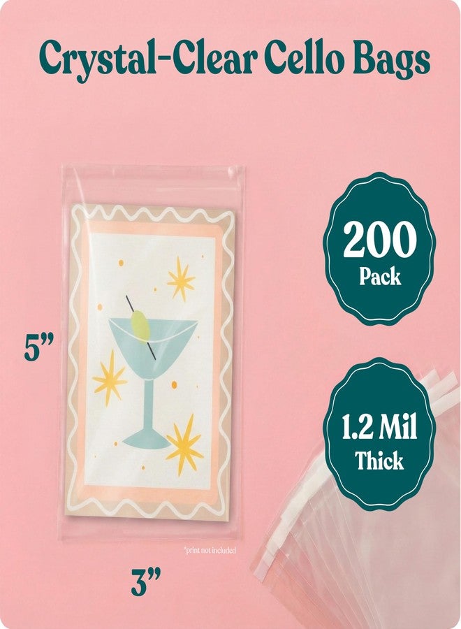 Pack It Chic - 3.25” X 5.125” Self Sealing Cellophane Bags (200 Pack) - Clear Small Plastic Bags With Resealable Adhesive for 3X5 Photos, Prints, Card Sleeves, and Small Gift Packaging - Image 2