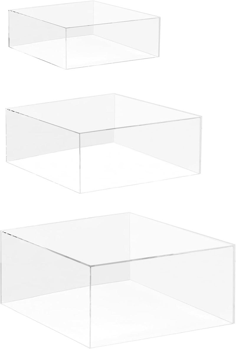 TPGP مجموعة Red Co. من 3 قواعد عرض مكعبة مربعة من الأكريليك (12 بوصة، 10 بوصة، 8 بوصة) - شفافة - Image 4