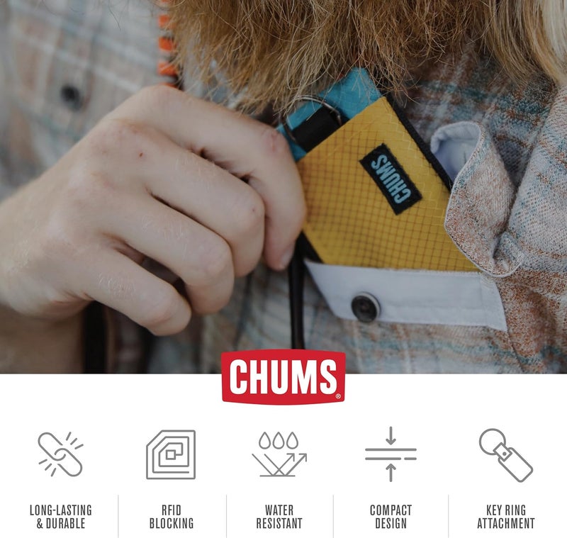 CHUMS Surfshorts Wallet - Lightweight Slim Wallet w/RFID Blocking Card - Zippered, Minimalist Wallet w/Key Ring - Patterns - Image 4