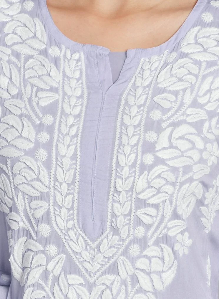 Alaya Hand Embroidered Chikan Modal Straight Kurta Palazzos AL3668