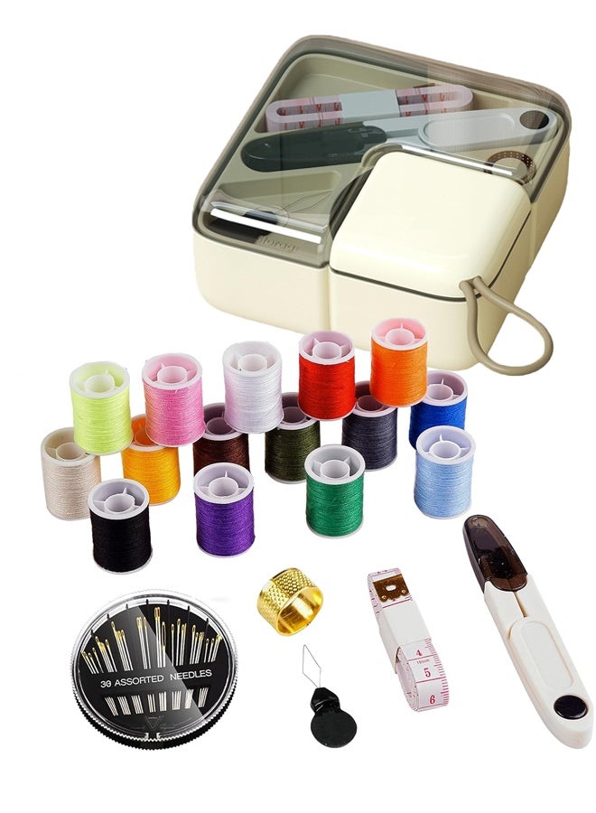 HOMESTAR Mini Sewing Kits Box for Adults & Kids, Small Sewing Accessories and Supplies for Beginners with Needles, Threads, Scissors, Measure Tape, Suitable for Travel, Home, School and DIY Gift - Image 1