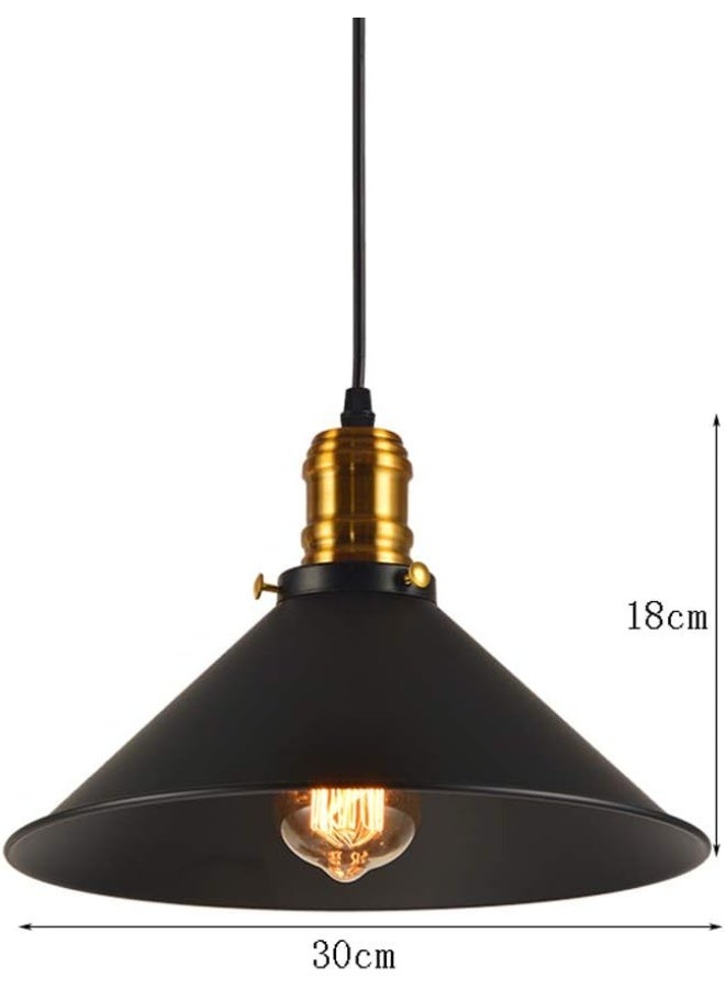HI-FINE 1PC Industrial Retro Black Iron Kitchen Restaurant Bar Balcony Hanging Pendant Light Adjustable Cable Hanging Lights E27 Living Room Ceiling Lamp Restaurant 1-Light Fixtures Flush Mount Light/Diameter: 30Cm Included Light Bulb - Image 2