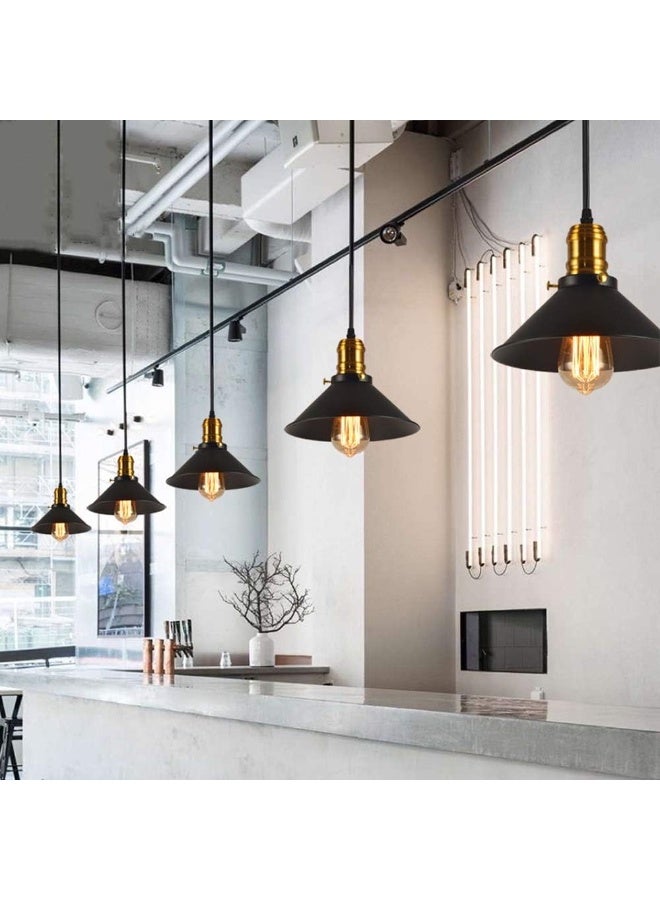 HI-FINE 1PC Industrial Retro Black Iron Kitchen Restaurant Bar Balcony Hanging Pendant Light Adjustable Cable Hanging Lights E27 Living Room Ceiling Lamp Restaurant 1-Light Fixtures Flush Mount Light/Diameter: 30Cm Included Light Bulb - Image 5