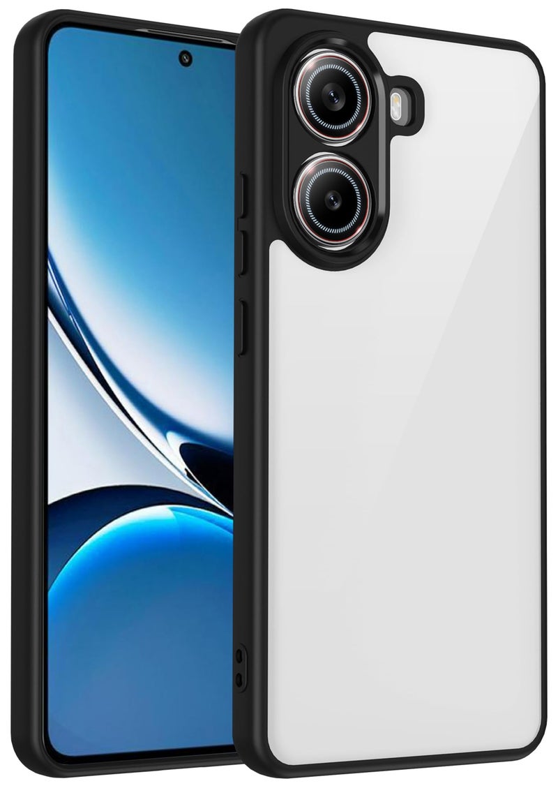 Kapa Hawkeye Clear Slim Tough Back Cover for Poco F7 5G | Camera Lens Protector Anti Yellow Shockproof Clear Hybrid Case Cover (Black Sides) - Image 1