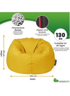 ANDERSON Anderson Large Waterproof Comfortable Beanbag Relaxing Chair Yellow Colour  - Image 5