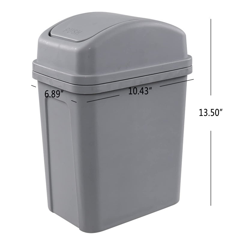 Hommp 2 Gallon Small Swing Lid Trash Can, Swing-Top Garbage Can, Gray - Image 2