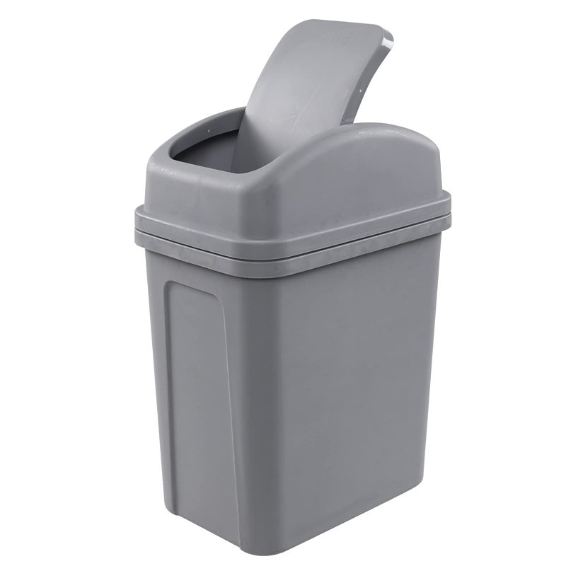 Hommp 2 Gallon Small Swing Lid Trash Can, Swing-Top Garbage Can, Gray - Image 1