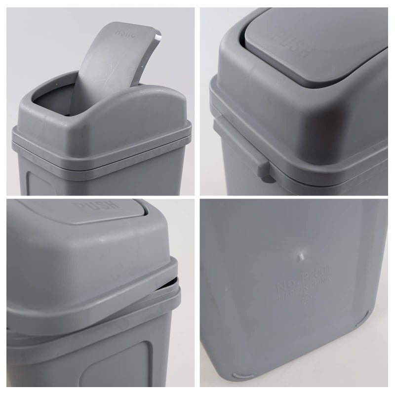 Hommp 2 Gallon Small Swing Lid Trash Can, Swing-Top Garbage Can, Gray - Image 3